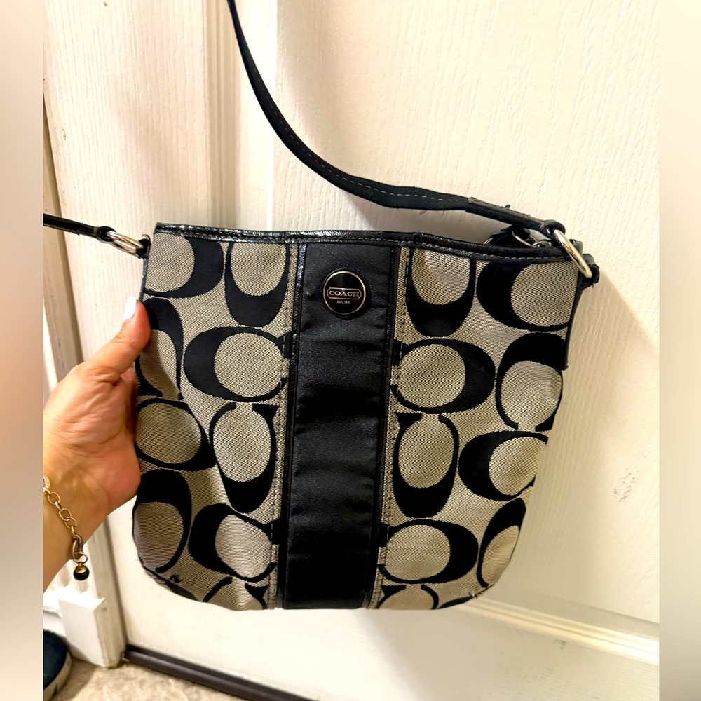 Coach Shoulder Bag Signature Stripe Duffle F21905